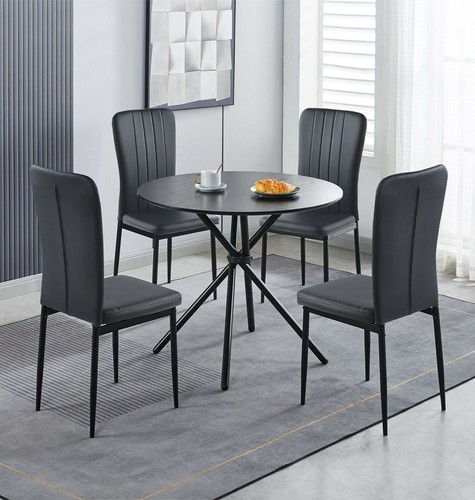 Dining set small black - black, round