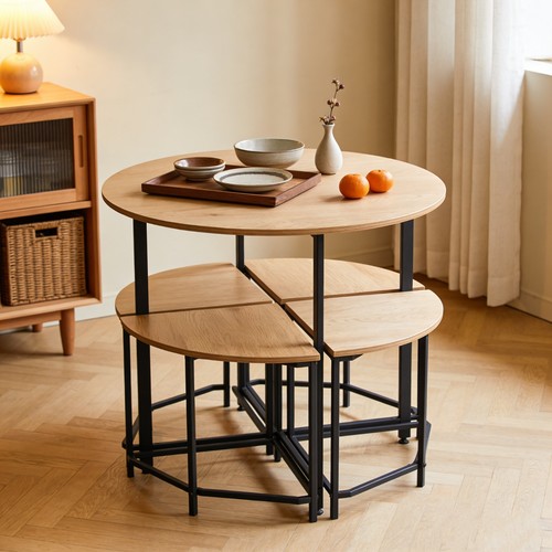 Space saving round table and - space,